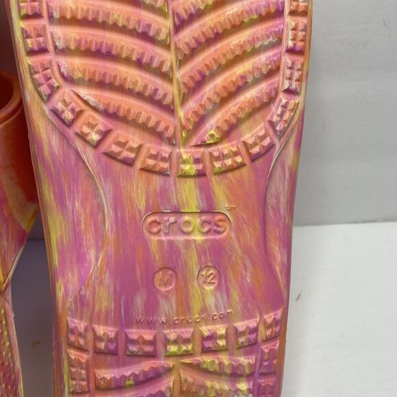 Crocs Classic Papaya Marble Multi Color Slide Sandal Size 12 Orange - Picture 8 of 8